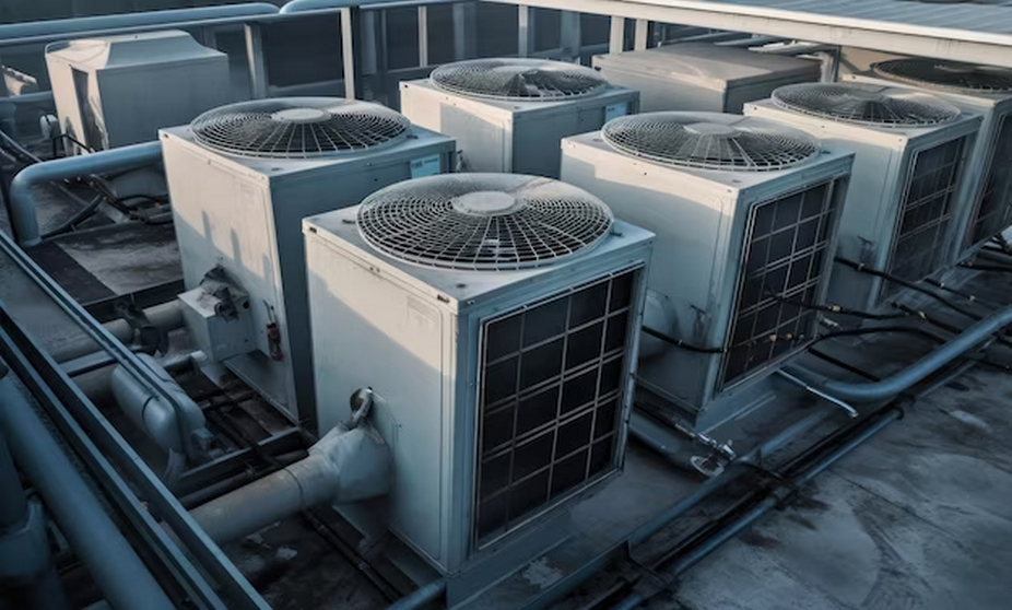 HVAC on a roof of industrial building